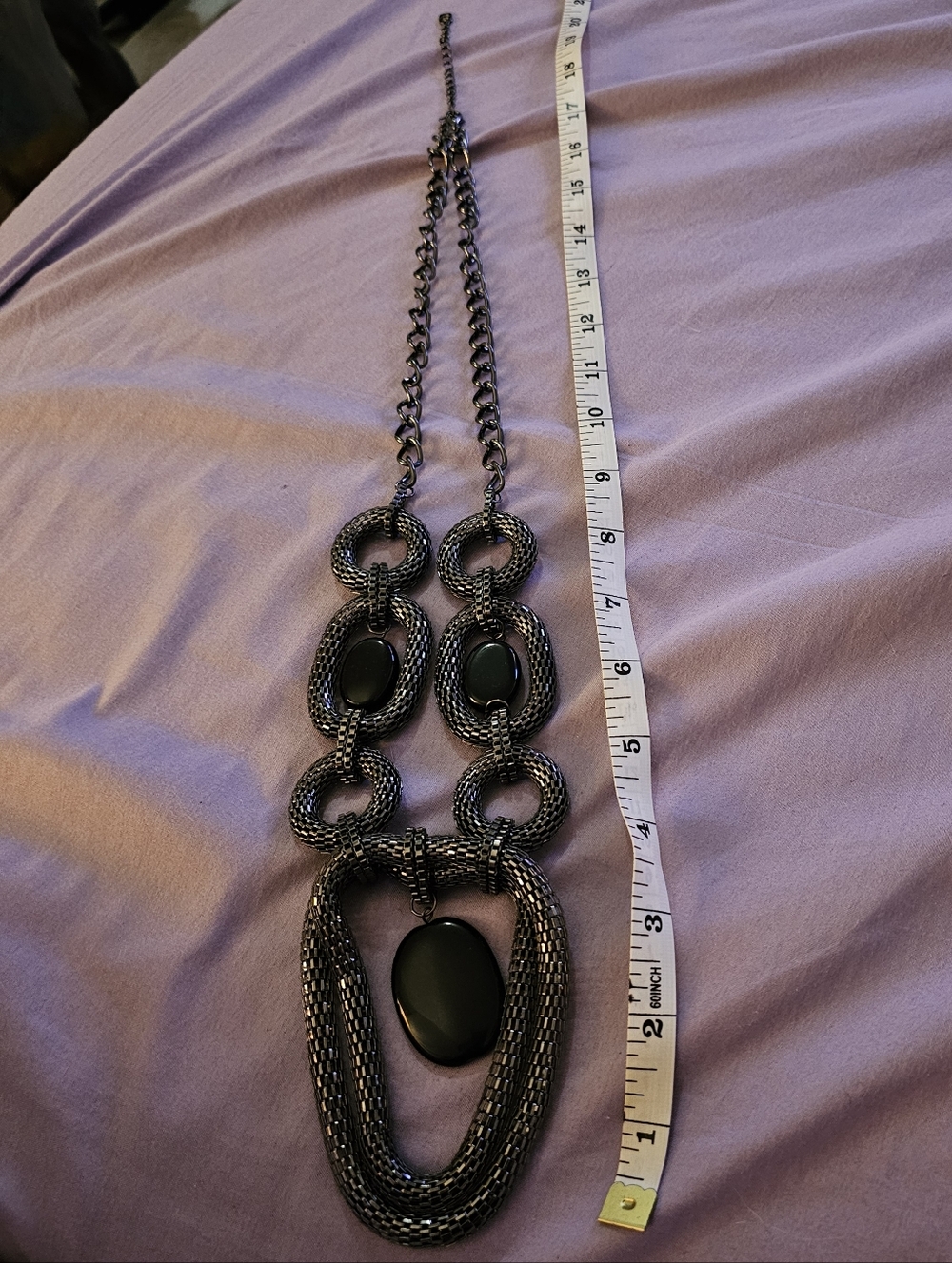 Statement Black and Gunmetal Hollow Box-lonke Necklace